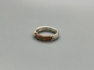 Silver and copper sand cast ring